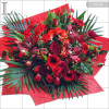 Tavaszi zsongás - Kerek csokor, vörös árnyalatú vegyes virágokból